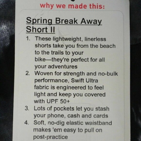 NWT LULULEMON DDWB/BLK Black Multi Lightweight Spring Break Away Shorts 4 - Picture 5 of 6